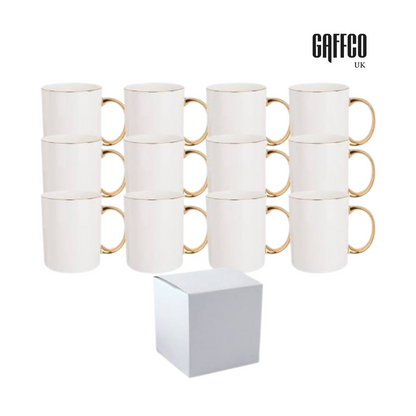 11oz Gold Rim & Handle Ceramic Sublimation Mugs