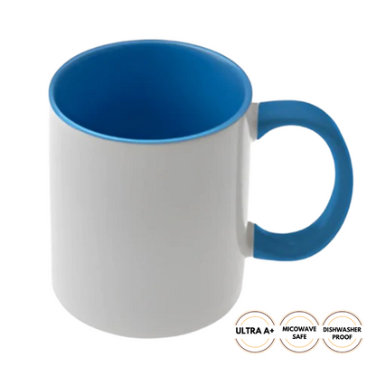 11oz mugs - Inner and Handle Coloured - Sky Blue