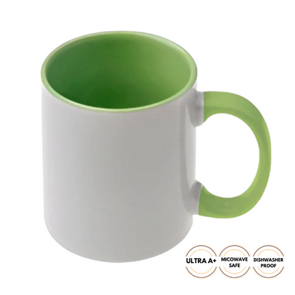 11oz mugs - Inner and Handle Coloured -Light Green