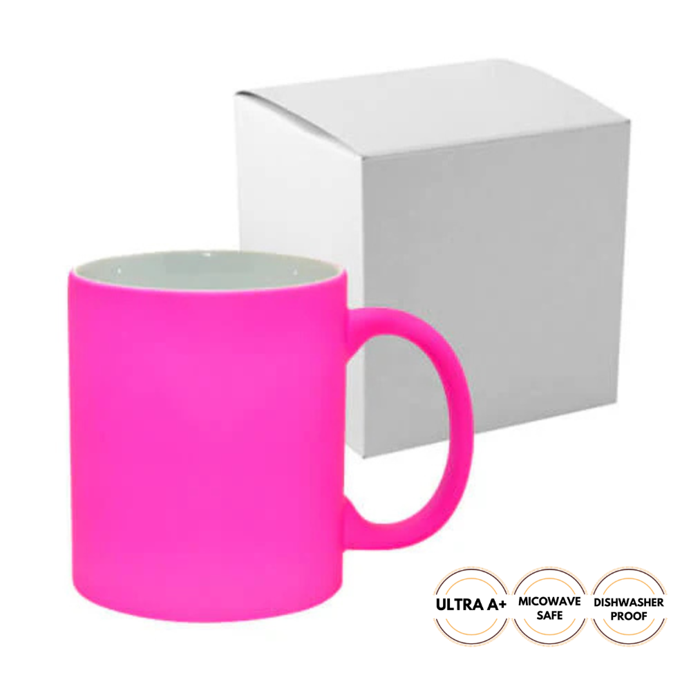 6 Pcs of 11oz Pink Fluorescent Neon Sublimation Mugs