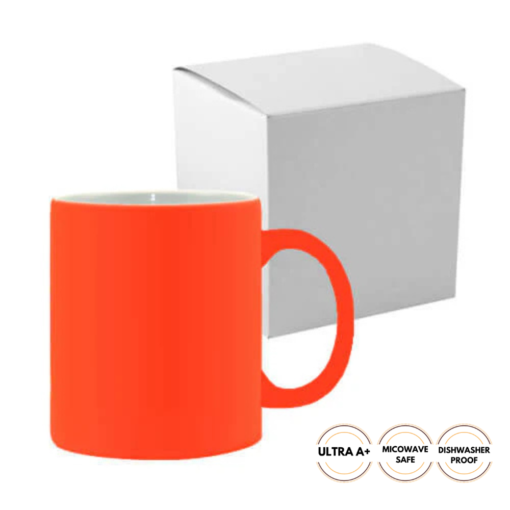 6 Pcs of 11oz Orange Fluorescent Neon Sublimation Mugs