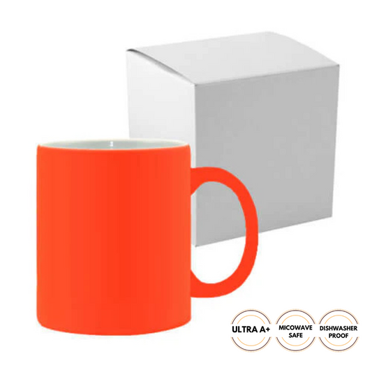 6 Pcs of 11oz Orange Fluorescent Neon Sublimation Mugs