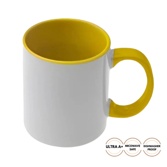 11oz mugs - Inner and Handle Coloured - Yellow