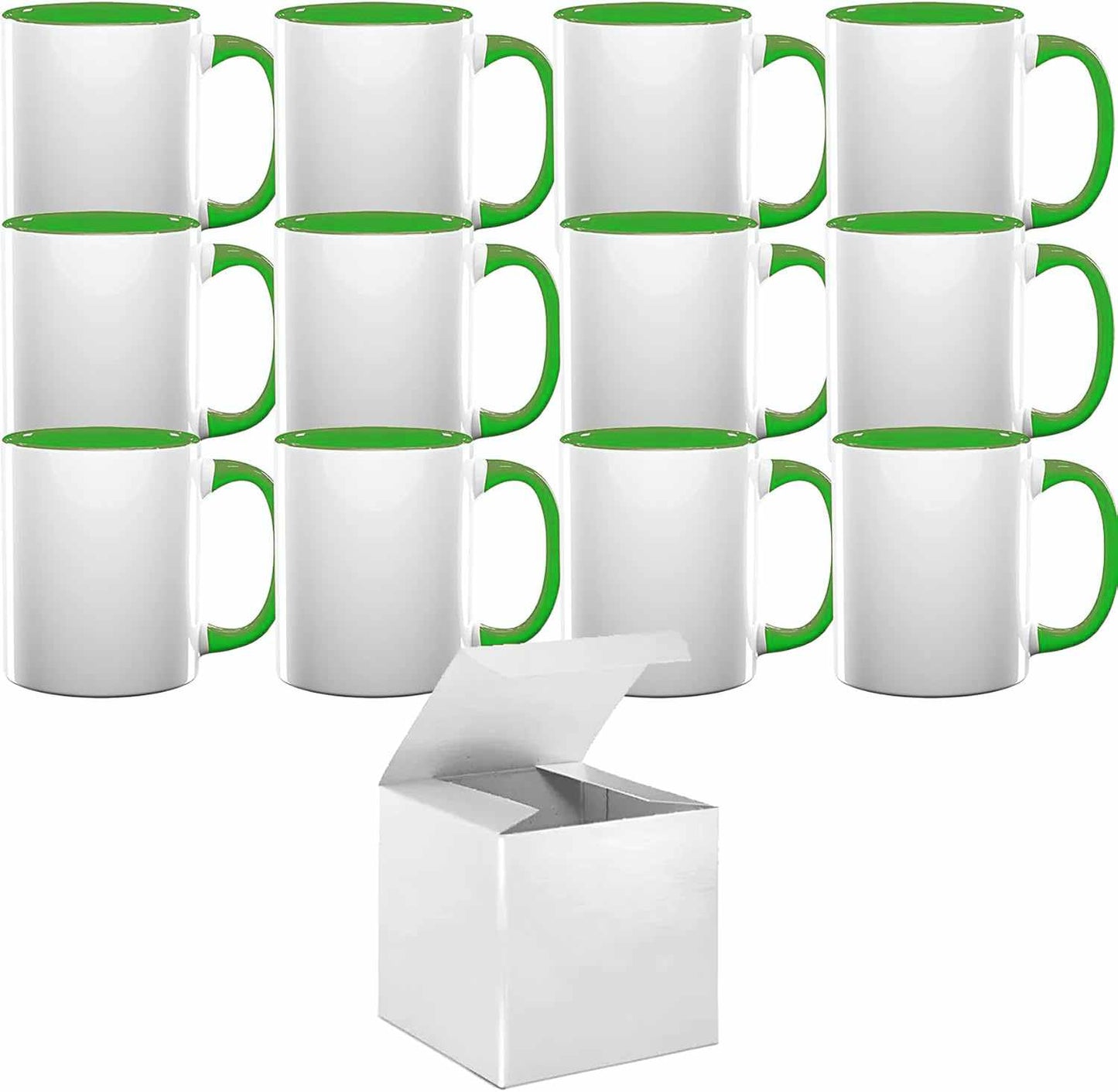 11oz mugs - Inner and Handle Coloured -Light Green