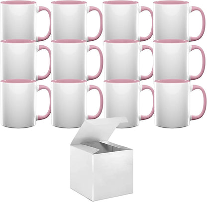 11oz mugs - Inner and Handle Coloured -Pink