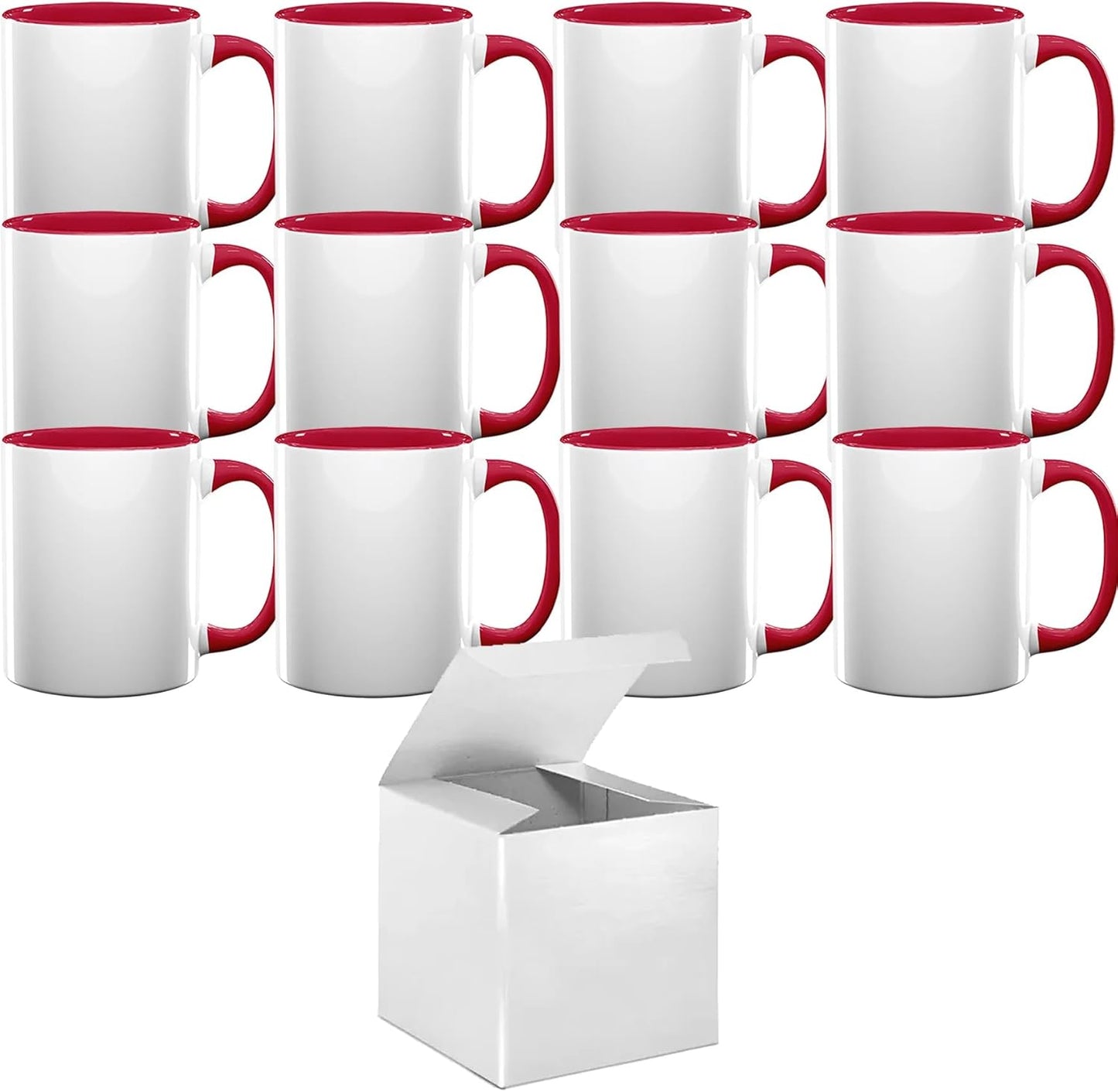 11oz Mugs - Inner and Handle Coloured - Red