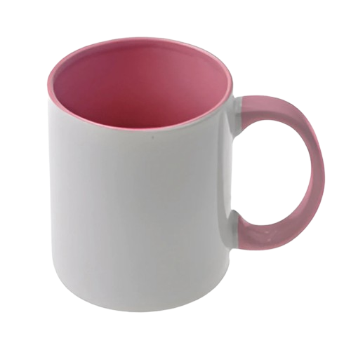 11oz mugs - Inner and Handle Coloured -Pink