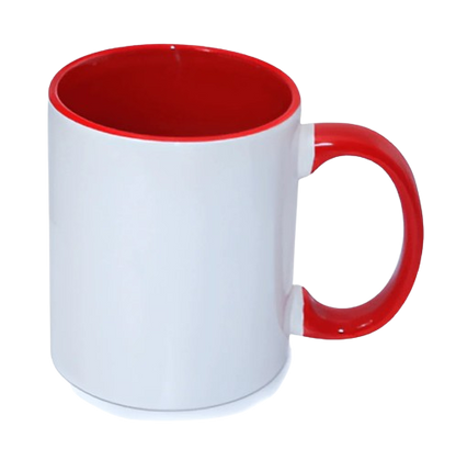 11oz Mugs - Inner and Handle Coloured - Red