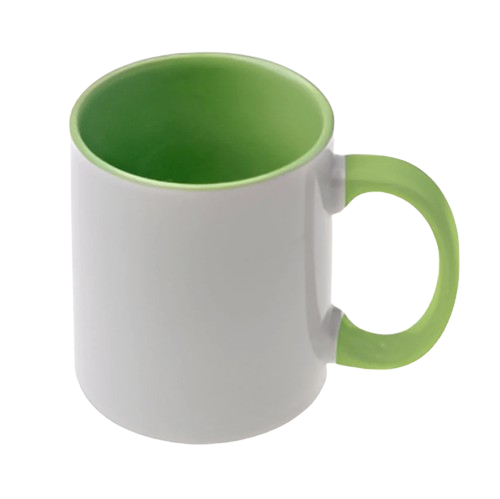 11oz mugs - Inner and Handle Coloured -Light Green