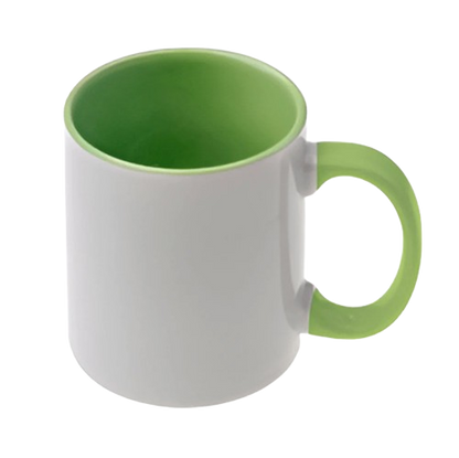 11oz mugs - Inner and Handle Coloured -Light Green