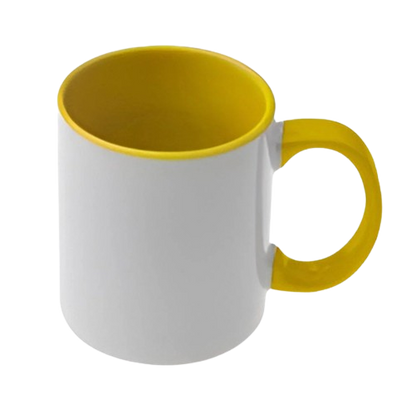 11oz mugs - Inner and Handle Coloured - Yellow