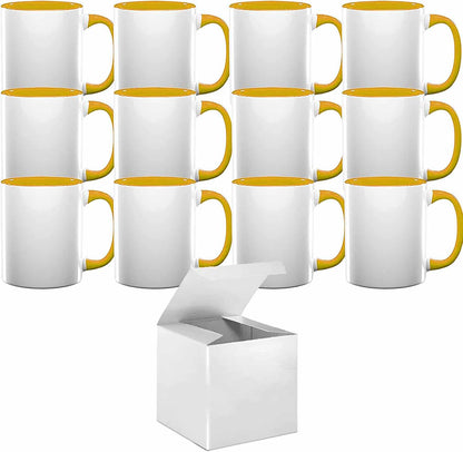 11oz mugs - Inner and Handle Coloured - Yellow